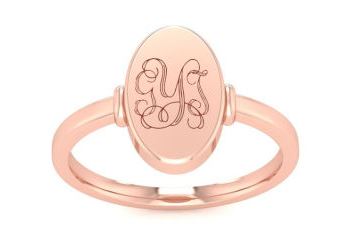 14K Rose Gold Ladies Oval Signet Ring With Free Custom Engraving